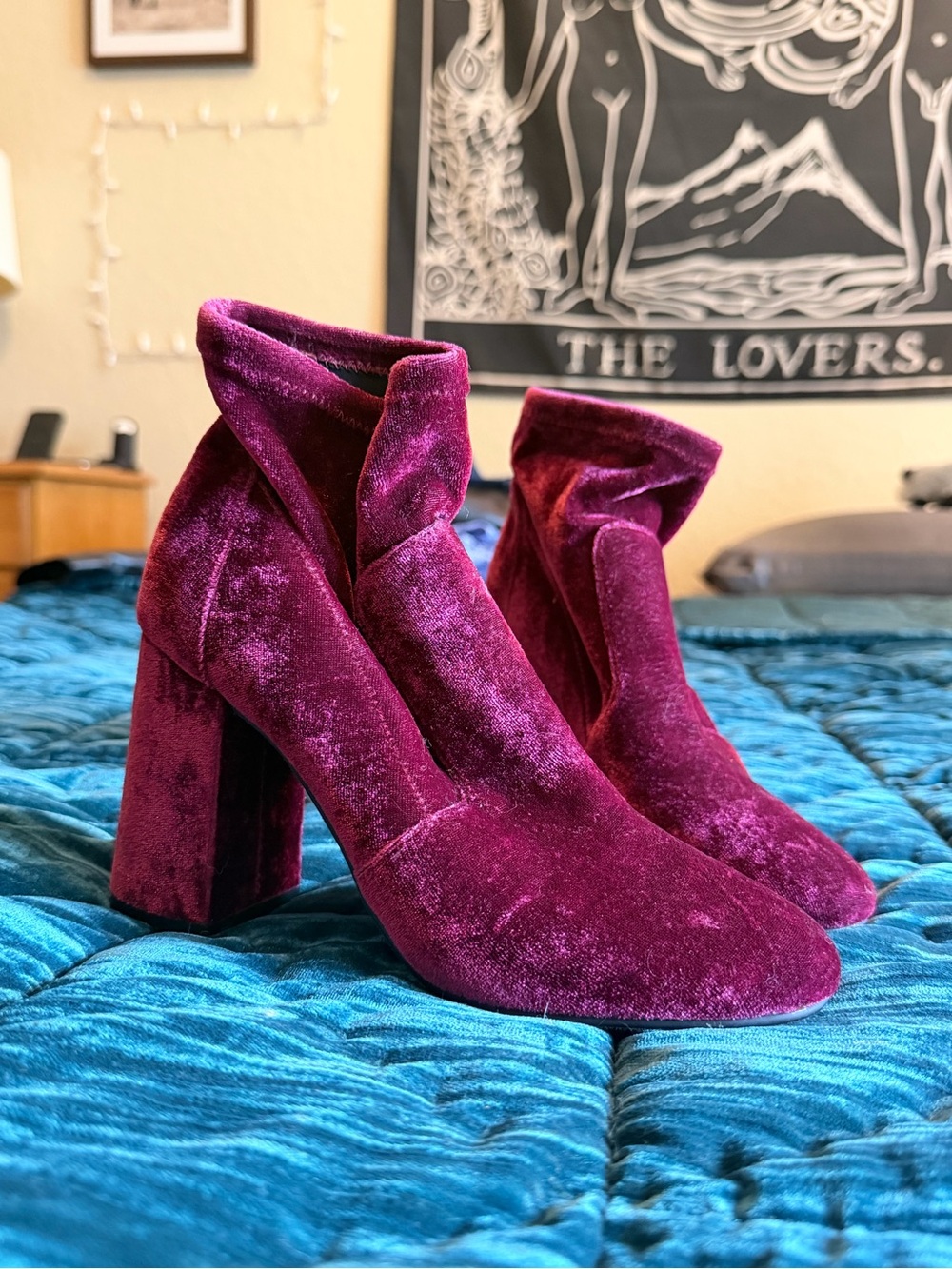 🌹 Burgundy Velvet Booties 🌹